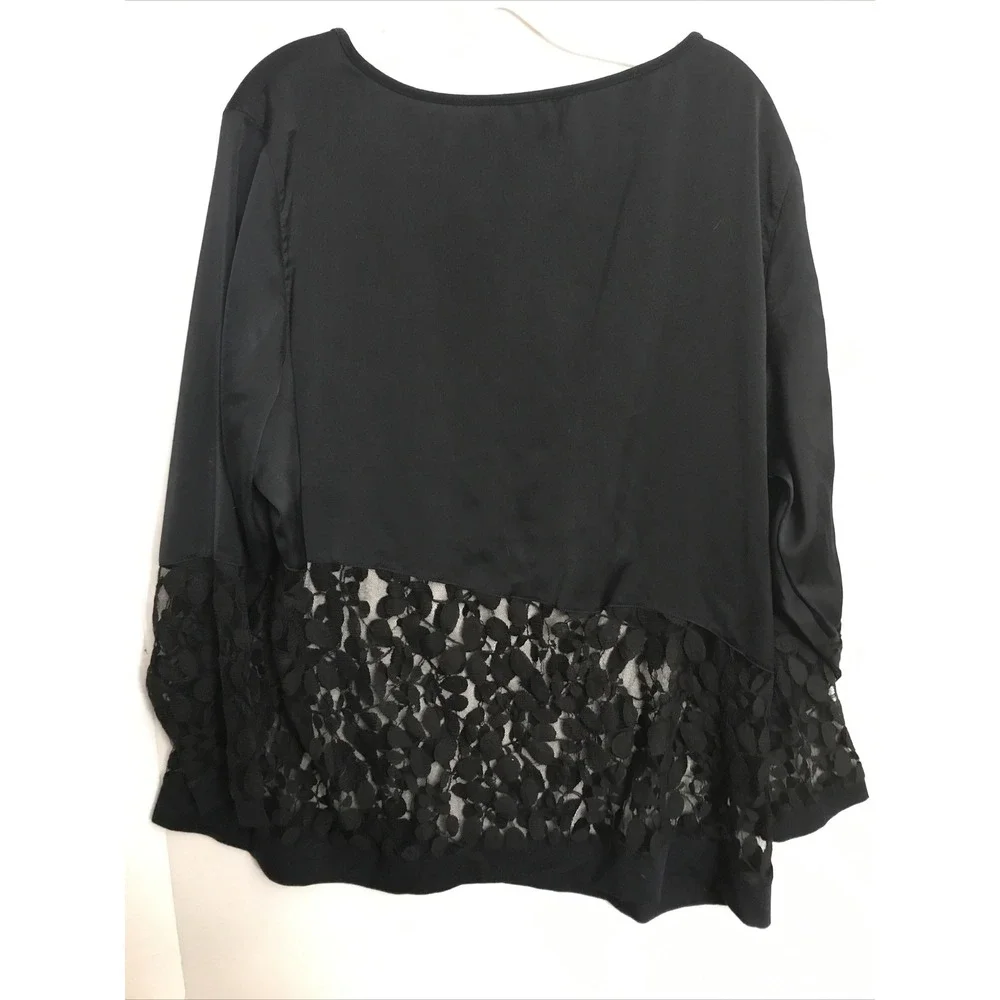 Jennifer Hudson 1X Black‎ crepe sheer leave bottom blouse top